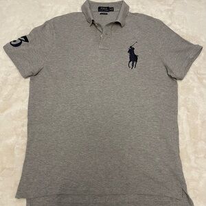 Ralph Lauren Gray Polo Shirt with Navy Logo